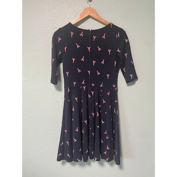 Unique Vintage Women's Pink and Navy Paris Eiffel Tower Dress Size Large - Picture 2 of 8